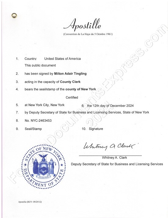 New York apostille